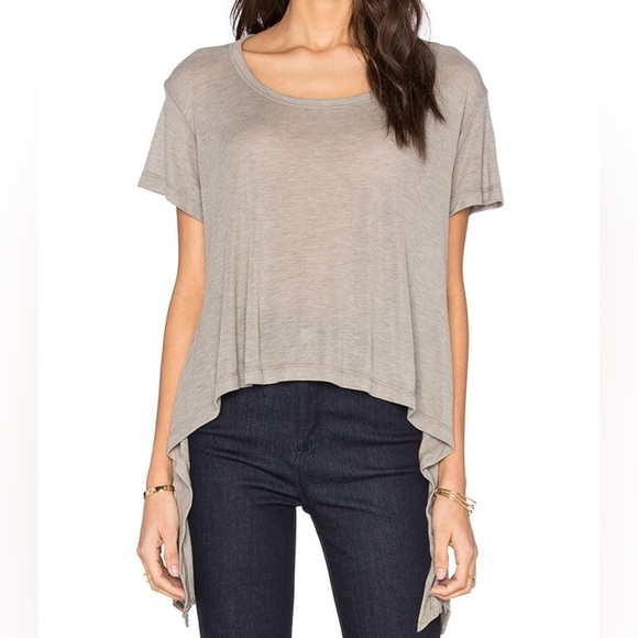 Revolve LNA Ribbon Tee Top T-Shirt Asymmetric Hem Short Sleeve Tie up side Small - Picture 1 of 16